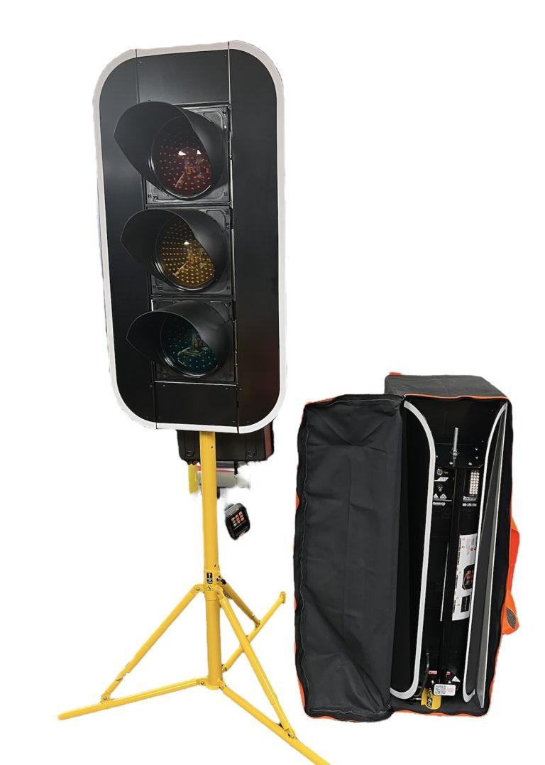 Tri-Light Portable Traffic Lights - Compact Temporary Stop-Go System