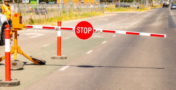 OPTBOOM automatic boom gate barrier hire for temporary roadworks traffic control